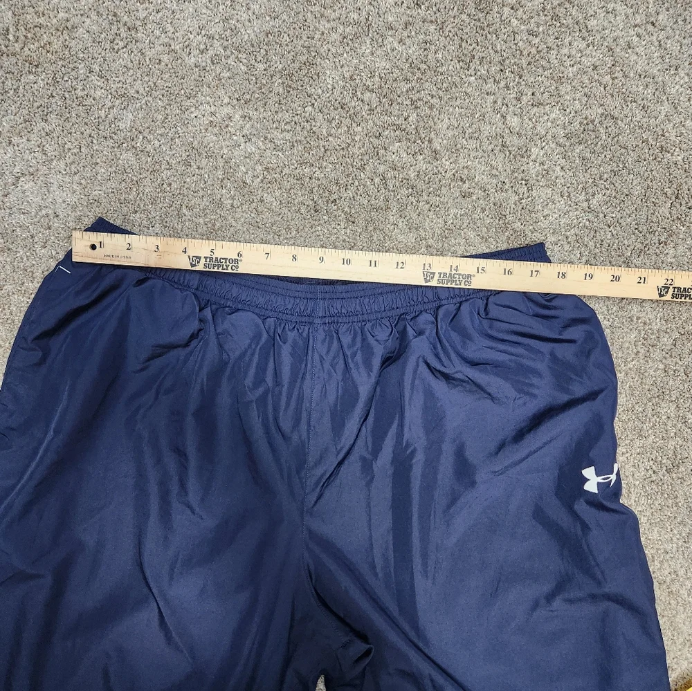 Men's Blue Under Amour Loose Athletic Pants with White Side Stripe and Zipper